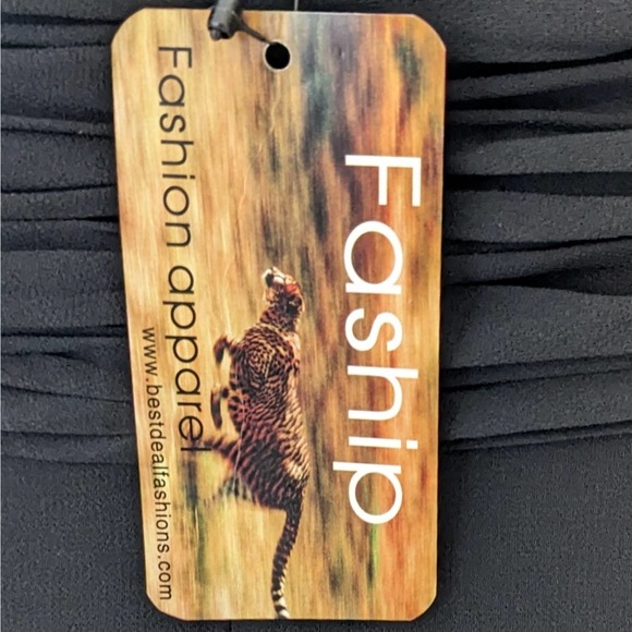 Faship Black A-Line V-Neck Sleeveless Ruched Gown Size 10 NWT - Picture 7 of 8